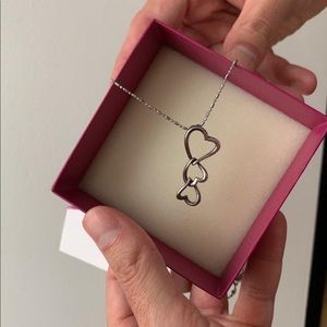 Bitter Sweet 925 Sterling Silver Hearts Necklace